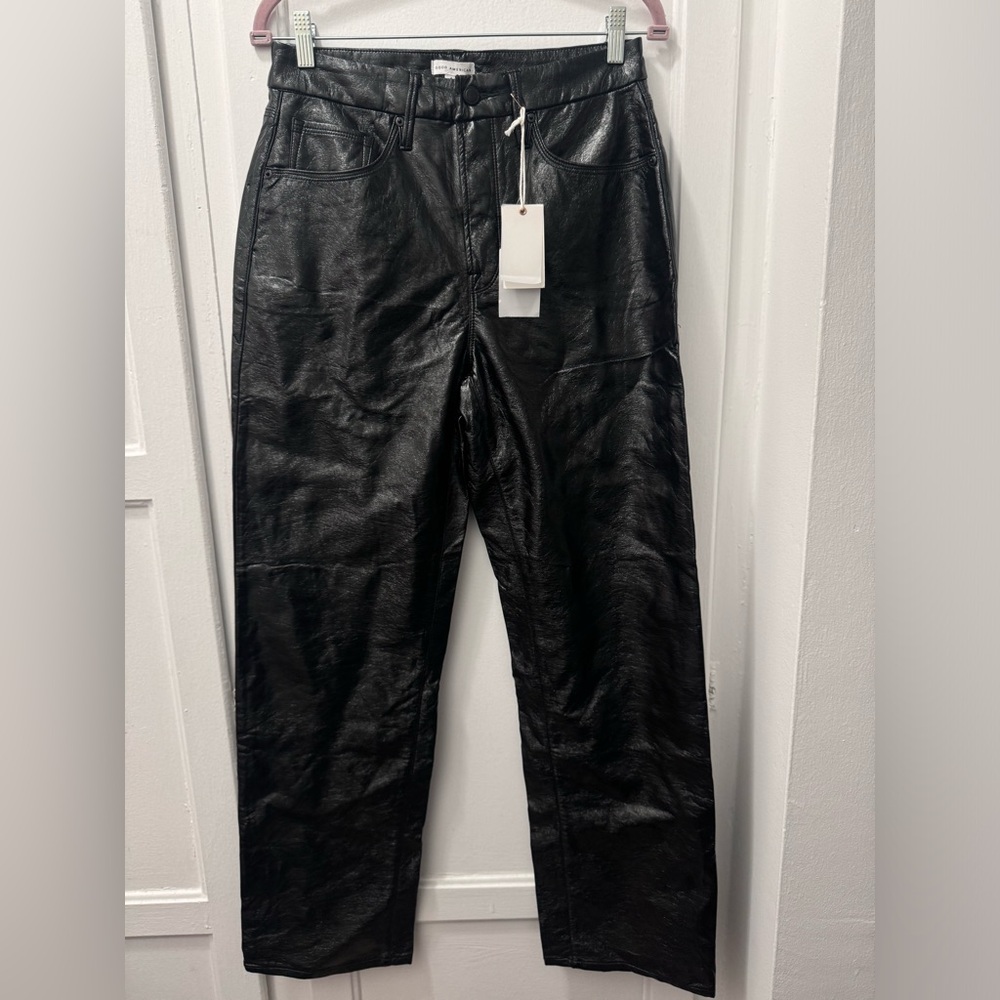Good American Black Faux Leather Pants